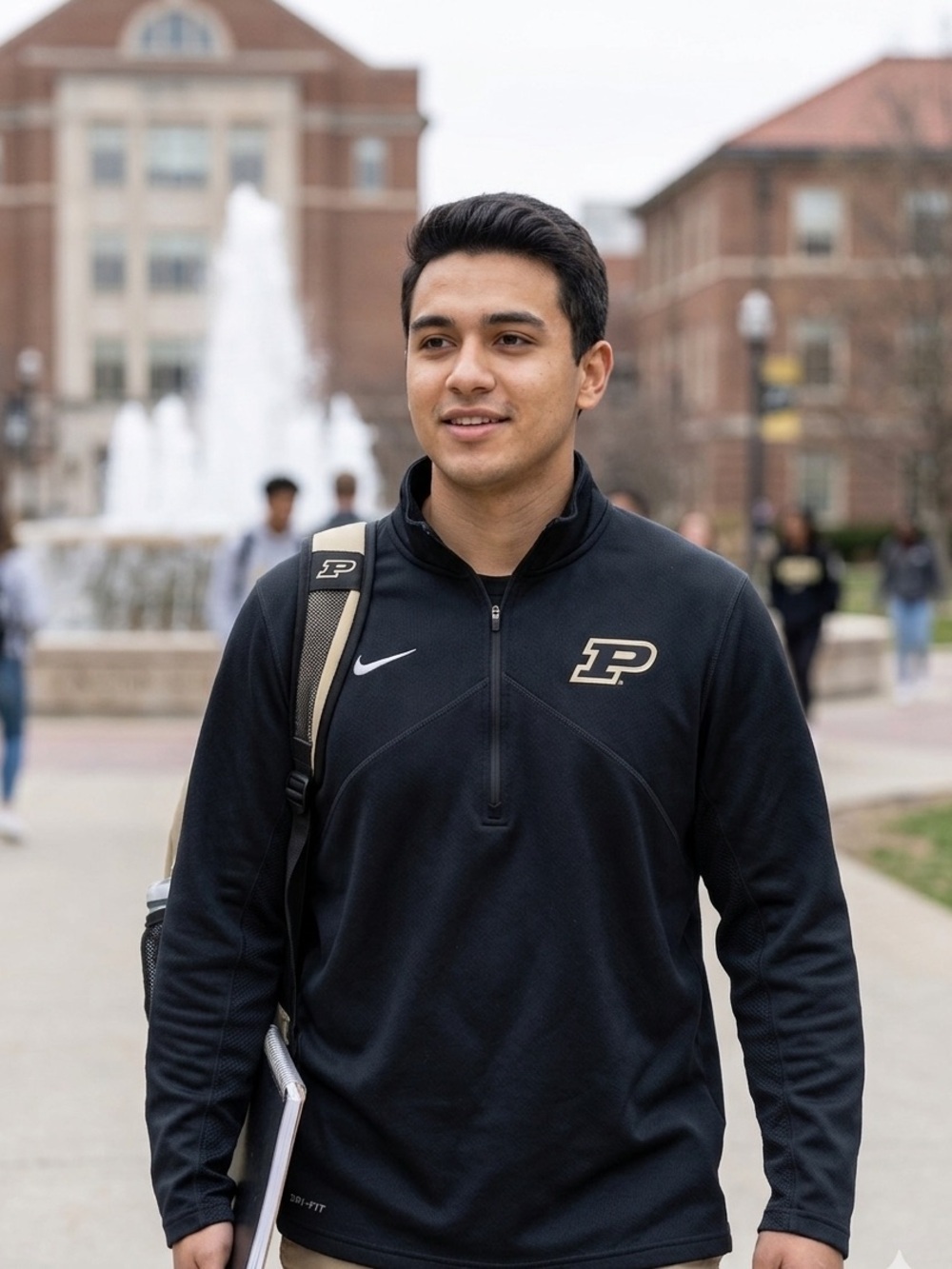 Purdue University black Nike Dri-fit polo quarter zip men’s size large